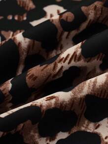 Opulessa Damsemesterstrand Leopardmönster Twisted Hollow-Out Monokini Baddräkt - Kaffebrun - Visa 11