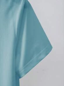 INAWLY Women's Summer Letter & Cartoon Print Crew Neck Short Sleeve Regular T-Shirt - Dusty Blue - View 5