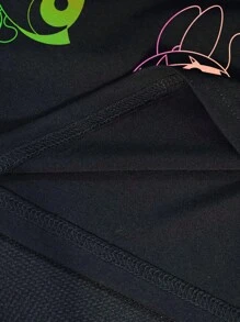 THE POWERPUFF GIRLS X SHEIN Áo thun tay ngắn cổ tròn họa tiết hoa, bong bóng, hoa mao lương cỡ lớn mùa hè - màu đen - Xem 3