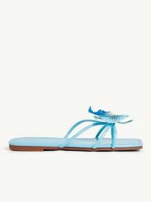 CUCCOO CHICEST Zapatos de mujer Nuevos para verano Bailarinas de punta cuadrada estilo Iris, Elegantes sandalias planas azul claro, Calzado de playa, Adecuado para fiestas de moda, vacaciones elegantes en la playa