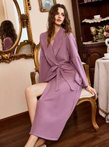 Côtesoire 女士优雅翻领喇叭袖休闲长袍，南法风格假日季