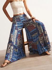 Bohemela Woven Printed Loose Wide Leg Women Pants,Bohemian Clothes