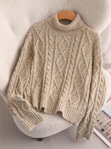 CosyJoli Plus Size Casual Elegant Romantic Sweet High-End Simple Knit Sweater Top For Women Fall/Winter - Brown - View 4