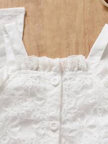 2 pièces Ensemble mode casual bébé fille Débardeur en dentelle et pantalon en dentelle Deux pièces, style doux pour filles, nouveaux produits pour le printemps et l'été