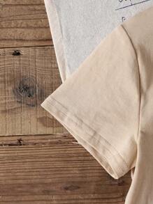 HARRY POTTER X SHEIN 小男孩字母与图案圆领短袖T恤 - 卡其色 - 查看 6