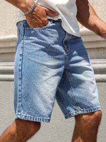 Manfinity Homme Shorts en jean délavé d'été pour hommes