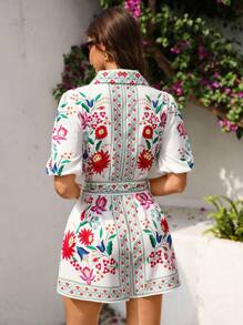 SHEIN VCAY Mono de mujer de manga corta, adecuado para el verano - Multicolor - Ver 2