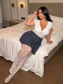 NU&NOW Plus Size Women Sexy Bowknot Leggings,Summer Outfits For Women Fall Cloth For Women - White - View 5