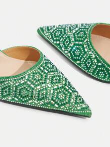 CUCCOO TILAWA Women's Fashion Rhinestone Embellished High Heel Party Pumps Green Shoes - Green - View 6