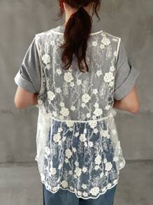 FRIFUL 女式刺绣波西米亚风背心衬衫 - 白色 - 查看 5