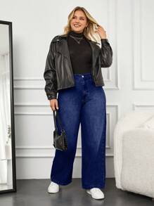 RueChic Plus High Waist Wide Leg Jeans