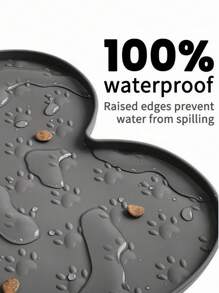 1 pieza Alfombrilla con forma de hueso y varias huellas para plato de comida de perro, alfombrilla antideslizante de silicona para cuenco de perro, alfombrilla para mascotas talla grande gruesa y resistente al agua con borde elevado, apta para perros y gatos pequeños y medianos