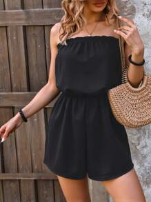 Swim Vcay 女士夏季抹胸连体裤，适合休闲度假的沙滩罩衫