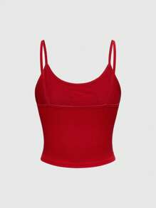 Strawberry Shortcake | ROMWE Spring/Summer Women Cartoon Figure Graphic Red Cami Top, Suitable For Summer - Red - View 2