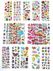 SHEIN 20 Sheets 3D Stickers Puffy Stickers, Variety Pack For Scrapbooking Bullet Journal Including Animal, Numbers, Fruits, Fish, Dinosaurs, Cars And More…