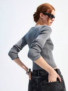 SHEIN EZwear Suéter corto de punto con botones frontal casual para otoño para mujer