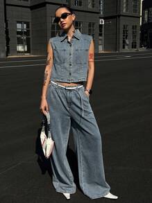 DAZY Women Denim Two Pieces Outfits - Blue - View 1