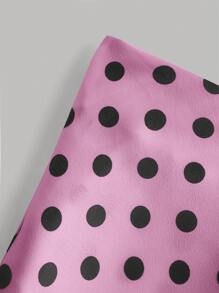 SHEIN Privé Polka Dot Satin Skirt, Fashionable For Summer - Pink - View 3