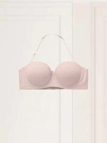 女士可调节无肩带简约钢圈文胸 - 淺粉色 - 查看 3