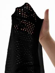 Manfinity Homme Top tricotat din plasă, culoare solidă, casual, de vară pentru bărbați