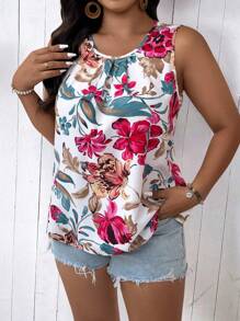 SHEIN LUNE Camicia con stampa floreale da donna per vacanze in spiaggia, in taglie oversize