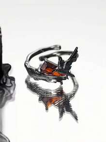 ROMWE Goth 哥特式乌鸦宝石戒指，适合日常佩戴