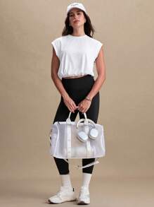 Gameset SHEIN Sport Women Round Neck Solid Color Casual Loose Fitting Sports Camisole - White - View 5