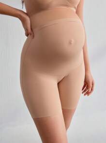 BloomMama Bragas casuales de color liso de cintura alta para maternidad