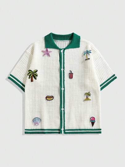 ROMWE MEN Casual Men's V-Neck Short Sleeve Shirt, Fashion For Summer Vacation