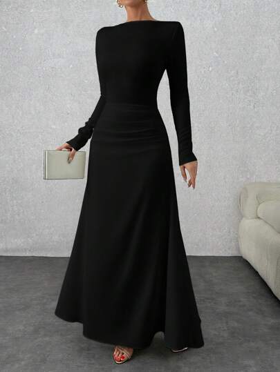 EURMUSE Pastel Blue Sleeve Detailed Blue Dress