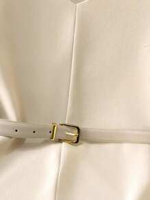 Franclia 女士优雅简约 V 领卡其色衬衫、荷叶边上衣