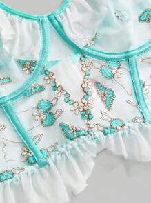 ROMWE Kawaii Bộ đồ lót cỡ lớn có gọng thép thêu tinh xảo cho tiệc vườn giữa mùa hè - Nhiều màu - Xem 4