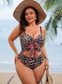 Swim Lushoire Plus Size Women Random Print Beach/Pool Party One-Piece Swimsuit For Summer Beach Vacation - Multicolor - View 6