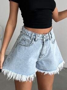EURMUSE High Waist Denim Shorts, Casual And Multifunctional Women Summer Clothing Women Clothing Y2k Woman S Summer Clothes Women S Bottoms - Medium Wash - View 4