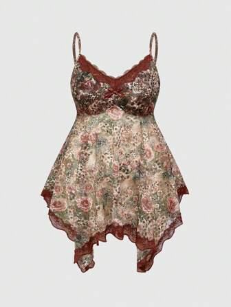 Grunge Punk Y2K Retro elegantes Spitzen-Einsatz Neckholder Camisole mit Rückenfrei in Große Größen