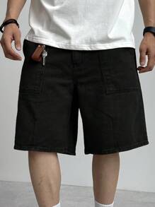 DAZY Pantalones cortos de mezclilla de unicolor casuales de verano para hombres, ropa de vuelta a la escuela