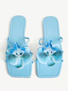 CUCCOO CHICEST Zapatos de mujer Nuevos para verano Bailarinas de punta cuadrada estilo Iris, Elegantes sandalias planas azul claro, Calzado de playa, Adecuado para fiestas de moda, vacaciones elegantes en la playa