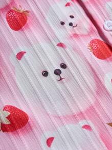 Manfinity Roghcode Men's Cartoon Print Short Sleeve Shirt And Shorts Casual Suit - Multicolor - View 2