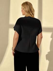 Auralis Plus Size Summer Easter Business Casual Woman Elegant Commuting Going Out Tops Office Work Church Airport Easter Curve Old Money Style Solid Color Bat Sleeve Single-Button Thin Blazer