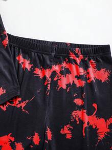 SHEIN 2pcs Tween Boy Cartoon Print Crew Neck Short Sleeve T-Shirt And Shorts Soft Comfortable Loungewear Sleepwear Set