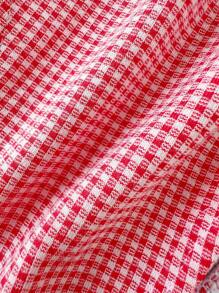 Swim Mod Cute Gingham Tied Bikini Bottom For Summer Beach Vacation - Red and White - View 5