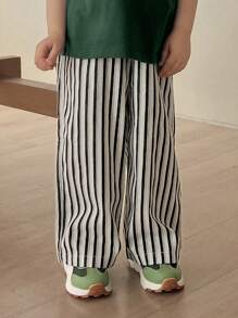 Hapijoa 男童条纹休闲裤，春夏 - 黑與白 - 查看 3