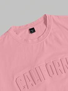 Claim Dot Herren Set aus Rundhals Kurzarm Lässig T-Shirt mit Buchstaben-Muster und Shorts mit Kordelzug, gemütliche Outfits - Pink - Übersicht 5