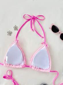 Swim Mod 性感可爱蕾丝蝴蝶结三角比基尼泳装