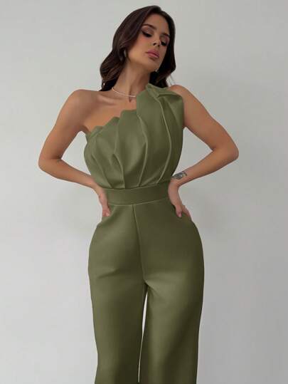 Firerie 情人节新款优雅简约通勤白色连体裤，3D结构褶皱设计，无袖收腰，修身版型