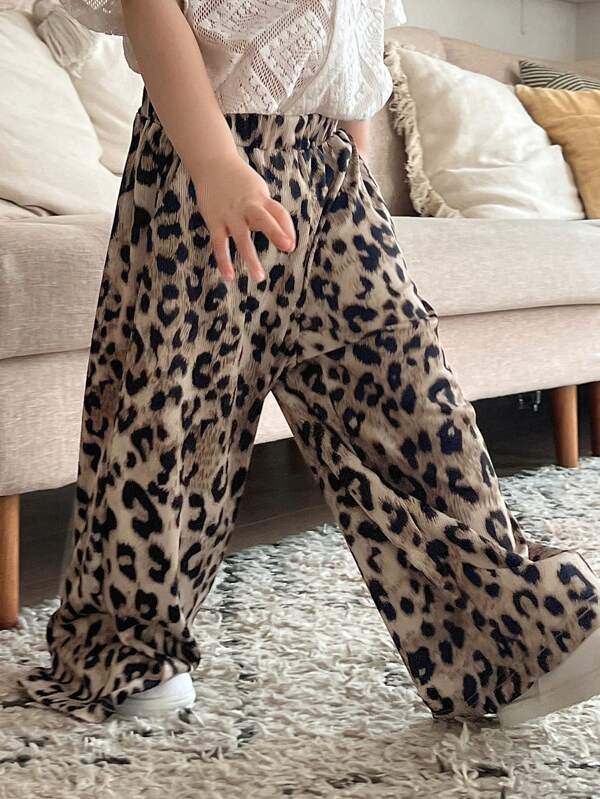 DAZY Leopard Print Loose Wide Leg Casual Pants For Young Boys