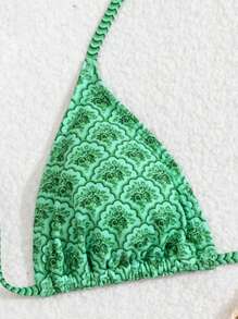 Swim Mod 2025 Beach Holiday All-Over Print Bikini Set For Summer Beach Vacation - Green - View 4