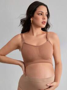 Brassière d'allaitement sans couture minimaliste de couleur unie pour femmes enceintes
