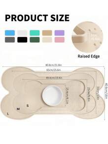 1 pieza Alfombrilla con forma de hueso y varias huellas para plato de comida de perro, alfombrilla antideslizante de silicona para cuenco de perro, alfombrilla para mascotas talla grande gruesa y resistente al agua con borde elevado, apta para perros y gatos pequeños y medianos