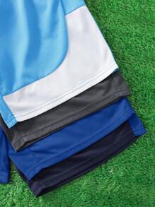 4pcs/Pack Tween Boy Multi-Pack Geometric Print Active Casual Shorts, School, Campus, College - Royal Blue - View 5